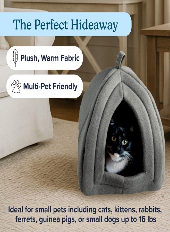PETMAKER Cat Pet Bed, Igloo- Soft Indoor Enclosed Covered Tent/House for Cats, Kittens, and Small Pets with Removable Cushion Pad (Grey) - Image 2